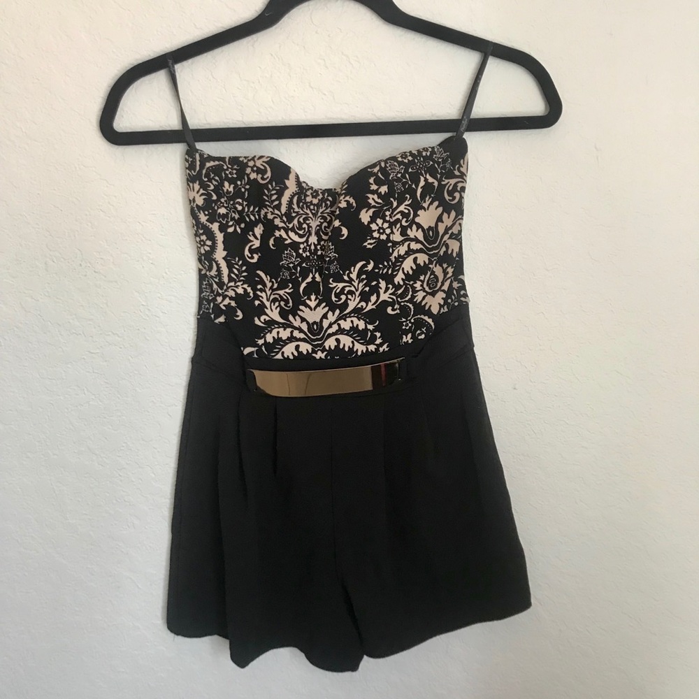 Black strapless romper